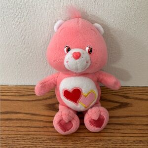 Vintage CARE BEARS Love A Lot Bear 2002 Pink Two Hearts Plush Stuffed Animal Toy